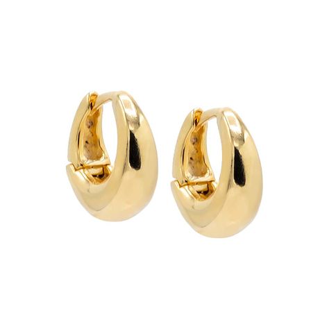 Gold / Pair Solid Chubby Graduated Huggie Earring - Adina's Jewels Earings Outfits Ideas, Gold Hoop Huggies, Gold Trendy Earrings, Trending Womens Jewelry, Thick Hoops Earrings, Bridesmaid Gold Earrings, Simple Statement Earrings, Good Hoops Earrings, Gold Jewelry Earings