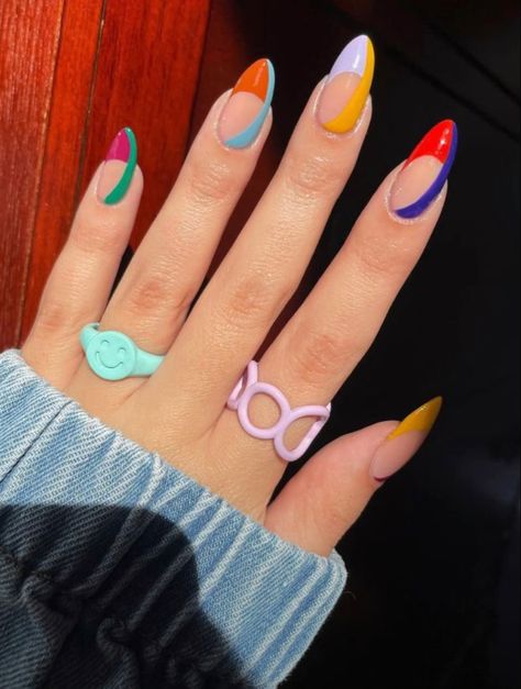 Summer Nails 2023, Retro Nails, Hippie Nails, Nails 2023, 12 Pm, Fire Nails, Funky Nails, Chic Nails, Dope Nails