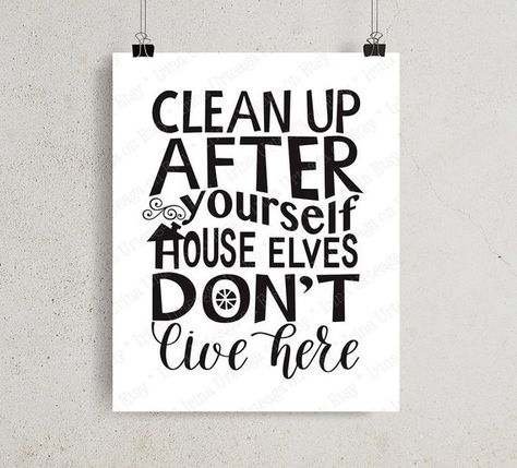 Kitchen rules sign PRINTABLE Black and white Art House rules digital print, Clean up after yourself House elves don't live here, funny decor Kitchen Rules Sign, House Rules Sign, House Elves, My Kitchen Rules, Toddler Boy Room Decor, Playroom Rules, Printable Black And White, Funny Wall Decor, Kids Room Poster