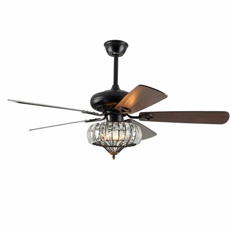 52" Ceiling Fan Light with Reversible Wood Blade Remote Control Arched Ceiling, Fan Chandelier, Crystal Ceiling Fan, Simple Chandelier, Retro Chandelier, 52 Inch Ceiling Fan, Best Ceiling Fans, Chandelier Fan, Ceiling Fan Light