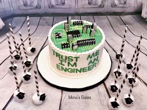 Electrical Engineering Party Ideas, Coding Cake Ideas, Tom Cake, Computer Cake, Planet Cake, Birthday Cake Writing, Cake For Husband, Graduation Party Foods, Tiny Cakes