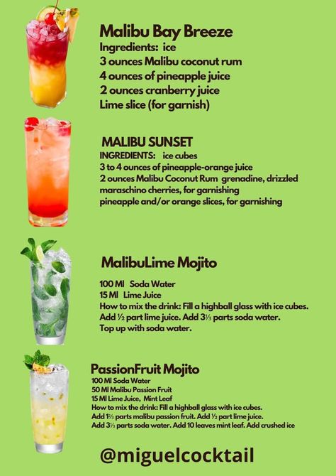 Make at home Simple Malibu Rum Drinks Recipes, Malibu Rum Drinks Recipes Pitcher, Fruity Alcohol Drinks To Order At A Bar, Beach Drinks Alcohol, Bay Breeze Drink, Malibu Mixed Drinks, Mixed Drinks Alcohol Recipes, Rum Drinks Easy, Malibu Bay Breeze