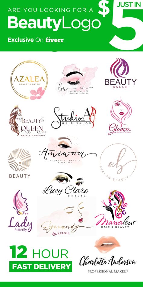 Beauty Product Logo Design Ideas, Logo For Hair Salon, Makeup Logo Design Graphics, Cosmetic Logo Design Beauty Products, Beauty Parlour Names Ideas, Hair Beauty Logo Design, Beauty Salon Names Ideas Logo, Beauty Salon Names Ideas Unique, Logo Design For Salon