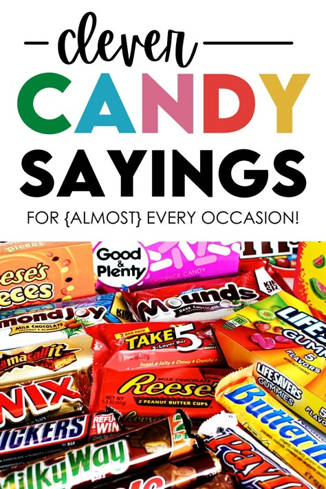 Free printable candy bar gift tags with sweet sayings and funny puns. Easy gift idea for your sweetheart. Candy For Teacher Appreciation, Teacher Candy Bar Sayings, Teacher Appreciation Gifts Candy Bars, Chocolate Messages Gift Ideas, Candy Handout Ideas, Christmas Candy Poem, Sour Candy Sayings Gift Ideas, Candy Quotes For Teachers, Employee Appreciation Candy Bar