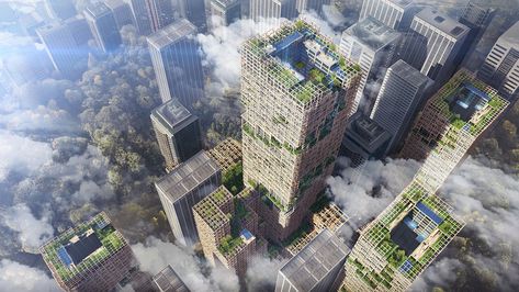 The world's tallest timber tower will be the tallest building of any kind in Japan Wooden Skyscraper, World Architecture Festival, Shigeru Ban, Conceptual Architecture, Timber Buildings, Tall Buildings, Wooden Buildings, Timber Structure, Budget Planer