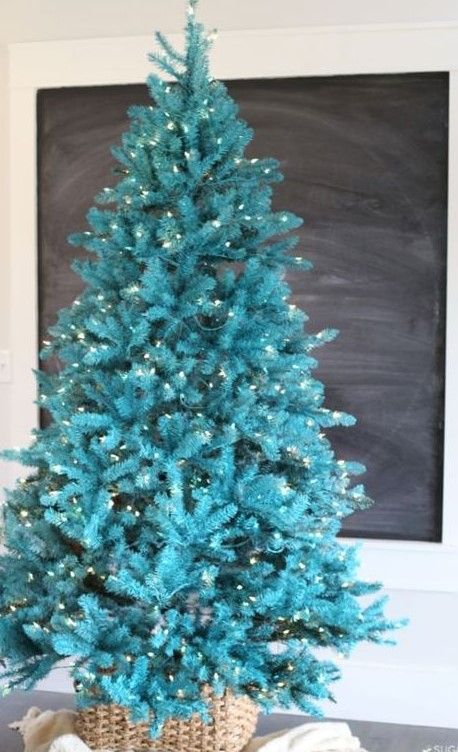 a gorgeous bold turquoise Christmas tree with lights in a basket you don't need any decor as you alreayd have a bold color statement Turquoise Christmas Tree, Christmas Tree With Lights, Turquoise Christmas, Tree With Lights, Flower Plants, Colorful Christmas Tree, Christmas Tree Lighting, Bold Color, Tree Decor