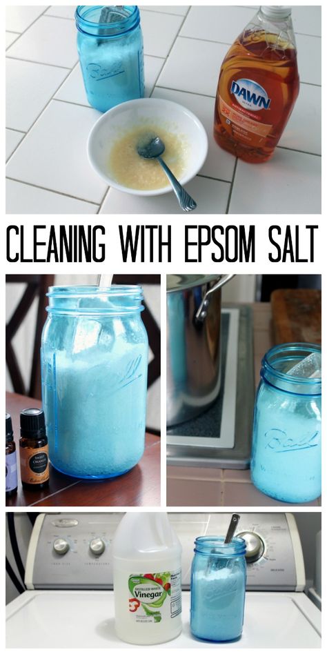 Cleaning with epsom salts - ideas for using epsom salts to clean your home! Epsom Salt Uses Cleaning, Epsom Salt For Cleaning, Housekeeping Ideas, Green Cleaning Recipes, Dusting Spray, Epson Salt, Clean Baking Pans, Cleaning Stuff, Cleaner Recipes