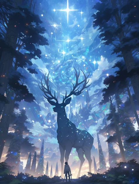 Celestial Animals Art, Deer Person, Nature Spirit Art, Mythical Deer, Golden Deer, Mythical Creatures Fantasy, Lion Wallpaper, Nature Spirits, Deer Art