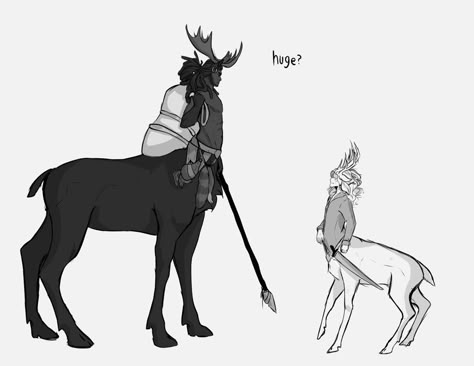 Cat Centaur Character Design, Reindeer Centaur, Moose Centaur, Centaur Poses Reference, Deer Oc Human, Human Animal Hybrid Art, Animal Human Hybrid Oc, Race Concept Art, Deer Centaur