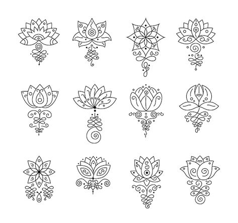 Sunflower Mandala Tattoo, Buddhist Symbol Tattoos, Unalome Lotus, Flower Of Life Tattoo, Lotus Flower Tattoo Design, Sunflower Mandala, Ornament Vector, Bohemian Flower, Tattoo Flash Sheet