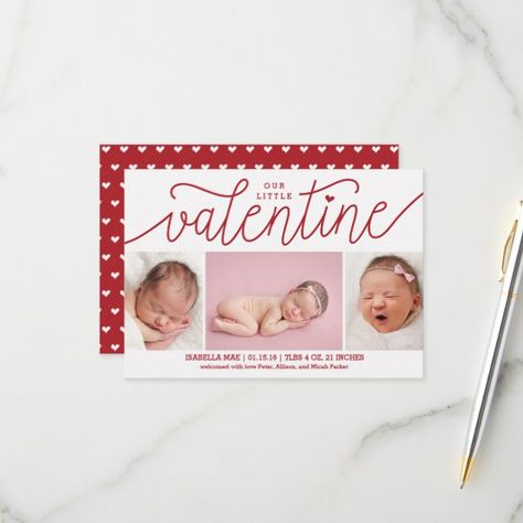 Valentine's Day Birth Announcement with Photos #affiliate , #Aff, #Birth#Announcement#Photos#Day January Baby, February Baby, Announcement Photos, Valentines Day Baby, Cute Photo, Baby Arrival, Zazzle Invitations, Valentine Day Cards, Cute Photos