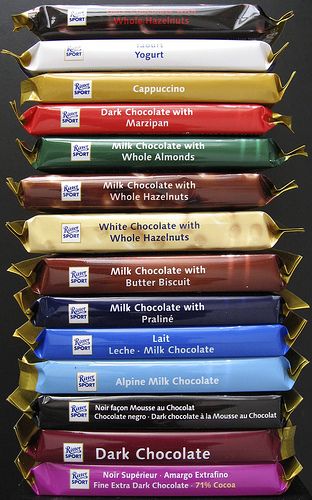 Ritter Sport chocolates Chocolate Fantasy, Hazelnut Milk, Desain Pantry, Dairy Milk Chocolate, American Ceramics, Ritter Sport, Junk Food Snacks, Chocolate Brands, Recipes From Heaven