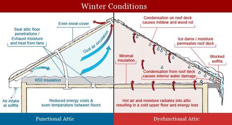 How insulation works and when you are not properly insulated Roof Problems, Roof Leak Repair, Blown In Insulation, Ice Dams, Loft Insulation, Finished Attic, Leaky Roof, Ceiling Insulation, Attic Ventilation