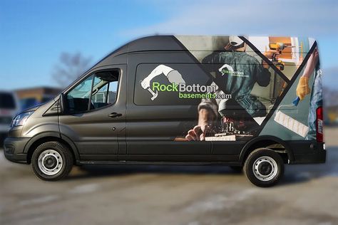 Cool Ford Transit 2020 Commercial Vehicle Wrap | RockBottom Van Design Graphics, Trailer Wrap Design, Vehicle Graphics Branding, Truck Wraps Graphics, Van Wrap Design, Truck Wrap Design, Van Signage, Matte Cars, Truck Wrap