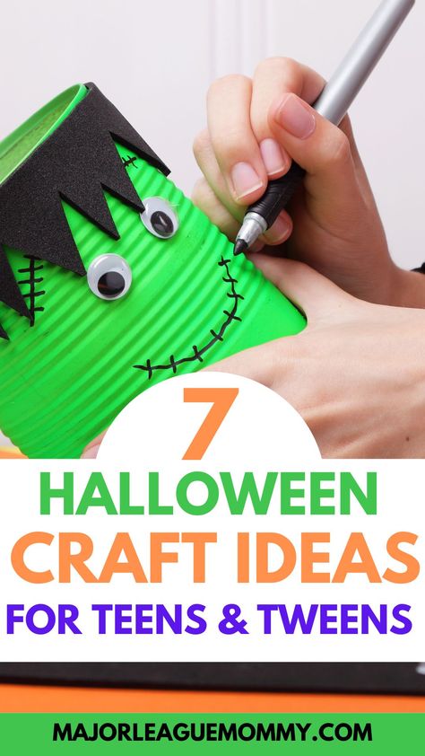 Looking for a fun way to celebrate Halloween? Try these 7 craft ideas for teens and tweens! They're easy, creative, and perfect for getting into the spooky spirit. Follow Major League Mommy for even more Halloween fun! Halloween Crafts For Girls, Craft Ideas For Teens, Halloween Craft Ideas, Teen Halloween, Halloween Party Printables, Fun Halloween Crafts, Easy Halloween Crafts, Halloween Craft, Crafts For Girls