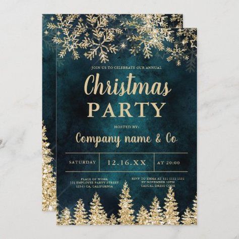 Winter gold snow pine green corporate Christmas for $2.80 - Christmas Party Invitations Christmas Party Host, Pine Tree Forest, Staff Party, Winter Gold, Christmas Invitation, Business Party, Corporate Party, Holiday Party Invitations, Christmas Invitations