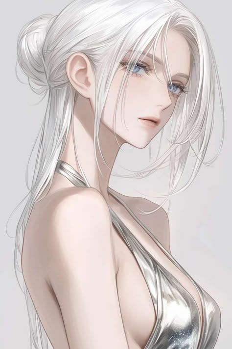 AI by HALLLLLL  Pixiv 88050532 Silver Hair Color Ideas, Hair Color Silver, Pfp Female, Persona Anime, Queen Anime, Snk Cosplay, Silver Hair Color, Girl Character, Anime Baby