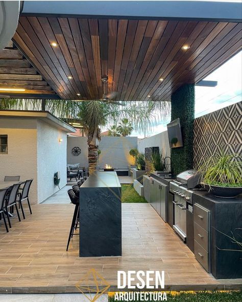 Backyard Seating Area, Modern Outdoor Kitchen, Outdoor Kitchen Plans, Rooftop Terrace Design, Outdoor Living Design, Outdoor Kitchen Patio, Highland Homes, Casa Exterior, Back Porch Ideas