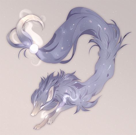 Celestial by Sheylu on DeviantArt Mythical Creatures Fantasy, Oc Pokemon, Mystical Animals, Draw Animals, Mythical Animal, Canine Art, Cute Fantasy Creatures, Fantasy Beasts, Creature Drawings