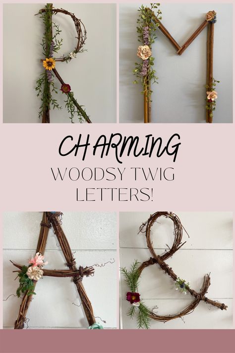 Woodsy letters twig letters woodsy nursery woodsy wedding nursery decor wedding decor Twig And Branch Wedding Decor, Stick Letters Diy Wall Art, Diy Nature Nursery Decor, Twig Letters Diy, Woodsy Crafts Ideas, Into The Woods Decorations, Diy Woodsy Decor, Diy Woodsy Wedding Decor, Diy Twig Decor