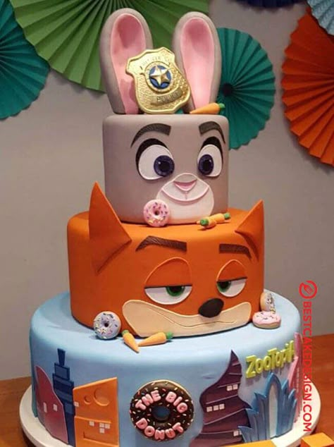 50 Zootopia Cake Design (Cake Idea) - October 2019 Dear Zoo Cake, Zootopia Cake, Zootopia Birthday Party, Zootopia Birthday, Zootopia Party, Zootopia Characters, Disney Wedding Cake, Baby First Birthday Cake, Disney Birthday Cakes