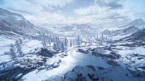 Snowy Battlefield, Battlefield 3, Props Art, Location Inspiration, Modern Fantasy, Fantasy Art Landscapes, Futuristic Architecture, Environment Concept Art, Skyrim