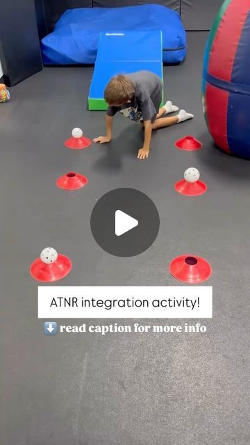 More Than A Gym on Instagram: "Simple ATNR integration activity— while crawling in a straight path crossing midline to transfer balls or bean bags to other side!

The asymmetrical tonic neck reflex is a primitive reflex which typically integrates by 6 months old. This video depicts testing ATNR in quadruped by passively rotating the child’s head. A child with an 𝘢𝘱𝘱𝘳𝘰𝘱𝘳𝘪𝘢𝘵𝘦 𝘪𝘯𝘵𝘦𝘨𝘳𝘢𝘵𝘦𝘥 𝘳𝘦𝘧𝘭𝘦𝘹 should be able to 𝘮𝘢𝘪𝘯𝘵𝘢𝘪𝘯 𝘵𝘩𝘦𝘪𝘳 𝘢𝘳𝘮𝘴 𝘦𝘹𝘵𝘦𝘯𝘥𝘦𝘥 even while their head rotates. This video shows immediate elbow flexion when his head is rotated, indicative of a retained ATNR. ⁣
⁣
𝗪𝐡𝐲 𝐢𝐬 𝐭𝐡𝐢𝐬 𝐢𝐦𝐩𝐨𝐫𝐭𝐚𝐧𝐭? A retained ATNR could affect the following in early childhood:⁣
❗️bilateral coordination⁣
❗️visual tracking⁣
❗️crossing midline⁣
❗️h Feeding Occupational Therapy, Babinski Reflex Integration, Primitive Reflex Integration Activities, Atnr Exercises For Kids, Reflex Integration Activities For Kids, Primitive Reflex Integration Exercises, Atnr Reflex Integration Activities, Midline Crossing Activities, Proprioceptive Activities For Kids