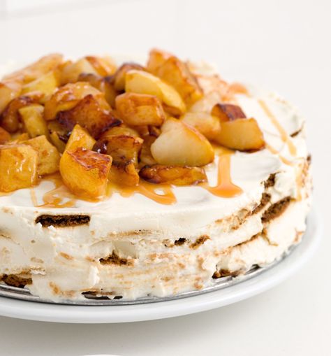 Caramel Apple Cheesecake Icebox Cake - Delish.com Cheesecake Icebox Cake, Apple Cheesecake Bars, Caramel Apple Cheesecake Bars, Icebox Cake Recipes, Caramel Apple Cheesecake, Apple Cheesecake, Motivation Study, Cheesecake Dip, Caramel Apple Pie