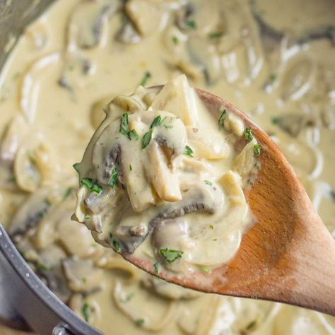 Keto Mushrooms, Keto Alfredo Sauce, Creamed Asparagus, Mushroom Sauce Recipe, Low Carb Meats, Keto Sauces, Mushroom Cream Sauces, Cream Sauce Recipes, Low Carb Sauces