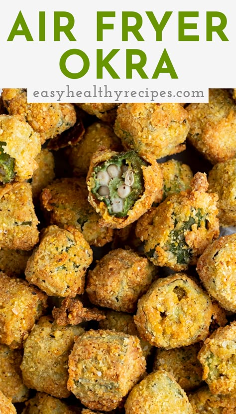 Air Fryer Okra Fresh Breaded, Oven Fried Okra Recipe, Air Fryer Okra, Frozen Okra, Healthy Crunchy Snacks, Ninja Airfryer, Fresh Okra, Ninja Grill, Fire Oven