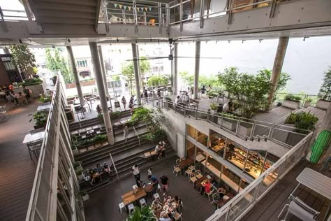 Commons Bangkok, The Commons Bangkok, Rooftop Restaurant Design, Most Luxurious Hotels, Rooftop Restaurant, Center Of Excellence, Small Buildings, Commercial Architecture, Building Exterior