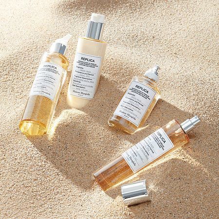 Replica Beach Walk, Product Photography Ideas, Creative Shots, Maison Margiela Replica, Dry Body Oil, Skincare Products Photography, Shots Ideas, Margiela Replica, Cosmetics Photography