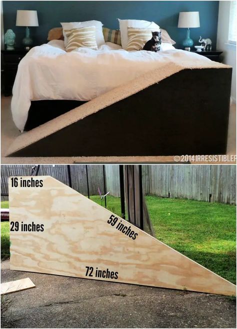 Diy Dog Bed Ramp, How To Build A Ramp, Easy Diy Dog Ramp For Bed, Diy Dog Ramp For Bed, How To Build A Dog Ramp Over Stairs, Diy Dog Steps For Bed Simple, How To Build A Dog Ramp For Bed, Diy Dog Stairs For Large Dog, Diy Pet Ramp For Bed