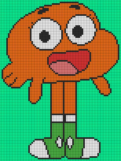 Cartoon Pixel Art Grid, Pixel Art Cartoon Characters, Big Pixel Art, Cartoon Pixel Art, Gumball Darwin Anais, Pixel Art Cartoon, Pixel Art Pattern Design, Pixlr Art, Gumball Darwin