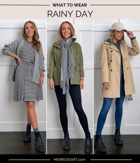 Windy Day Outfit For Work, Rainy Day Realtor Outfit, Rainy Day Outfit Midsize, Rainy Weather Outfits Fall, Comfy Rainy Day Outfit For Summer, Rainy Day Spring Outfit Work, 65 Degree Rainy Day Outfit, Rainy Day Shoes For Work, What To Wear In Rainy Weather