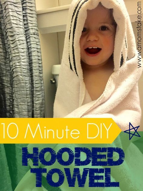 Diy Hooded Towel, Hooded Towel Tutorial, Diy Mom, Kids Hooded Towels, Easy Baby Blanket, Diy Towels, Baby Bath Towel, Hooded Bath Towels, Hooded Towels