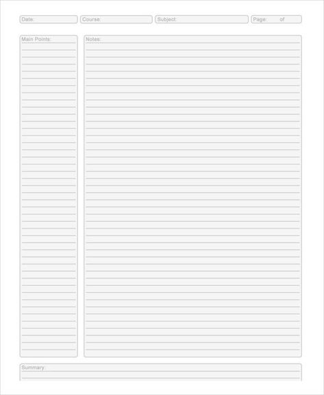 Onenote Organization, Goodnotes Background, Samsung Notes Template, Cornell Note Taking Template, Printable Notes Templates, Cornell Notes Template Word, Good Notes Templates, College Printables, Work Diary