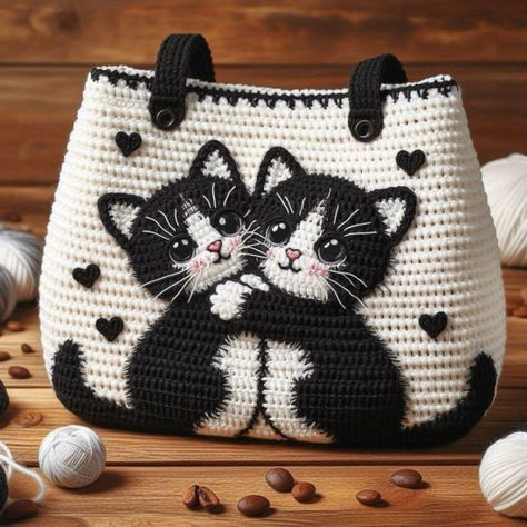 Crochet Cat Bag Pattern Free, Cat Purse Pattern, Crochet Cat Bag, Animal Pillows Pattern, Cat Bag Crochet, Cat Handbags, Crochet Christmas Gifts, Animal Knitting Patterns, Crochet Cat Pattern