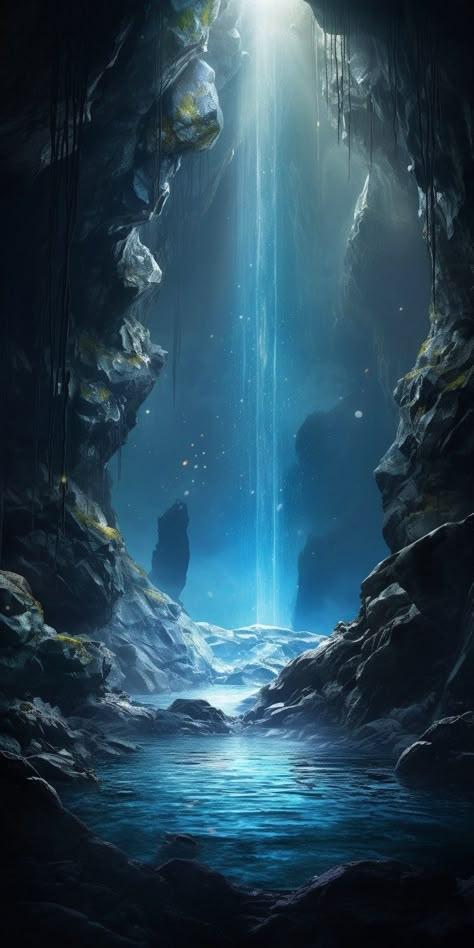 Water Cave, Magic Places Fantasy Dreams, Waterfall Background, Calming Pictures, Water World, Water Aesthetic, Canvas Art Projects, Mixed Media Art Canvas, World Water