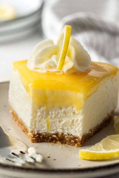 No-Bake Lemon Cheesecake - El Mundo Eats Cheesecake With Condensed Milk, Strawberry Cheesecake Recipe Easy, Easy Lemon Cheesecake, Lemon Curd Cheesecake, No Bake Lemon, Lemon Cheesecake Recipes, No Bake Lemon Cheesecake, Strawberry Cheesecake Recipe, Mango Cheesecake