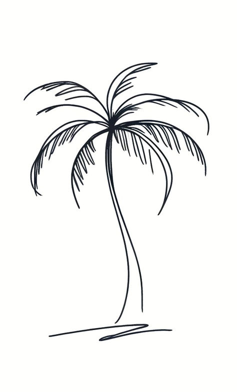 How To Draw Palm Trees, Easy Palm Tree Drawing, Palm Tree Tattoo Stencil, Palm Tree Line Art, Palm Tree Outline, Palm Tree Sketch, Palm Tree Drawing, Palm Tree Tattoo, Logo Idea