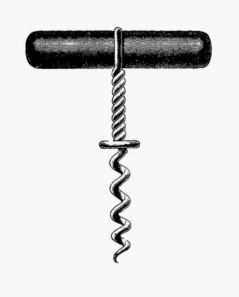 Corkscrew Drawing, Wine Corkscrew, Corkscrews, Antique Images, Vintage Drawing, Free Stencils, Antique Illustration, Image Transfer, Line Tattoos