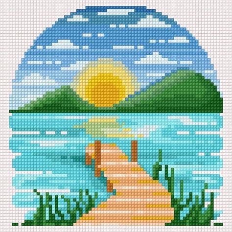 Pixel Art Templates, Cross Stitch Landscape, Cross Stitch Kitchen, Crochet Wall Hangings, Hama Beads Patterns, Pola Kristik, Tapestry Crochet Patterns, Cross Stitch Love, Pola Sulam