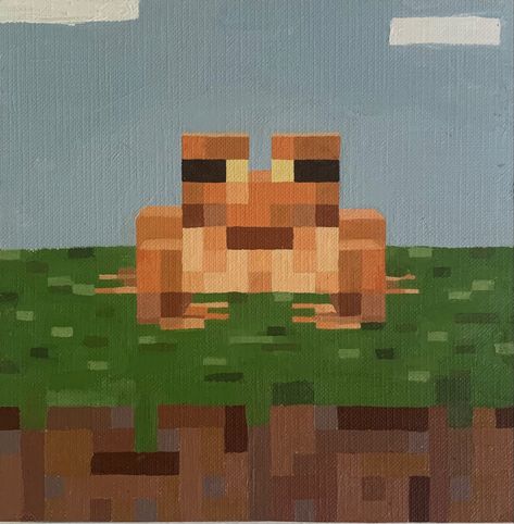 Minecraft Frog Drawing, Minecraft Landscape Painting, Minecraft Painting Grid, Minecraft Painting Ideas On Canvas, Minecraft Painting In Game, Minecraft Painting Pixel Art, Minecraft Painting Template, Minecraft Painting Ideas, Frog Minecraft