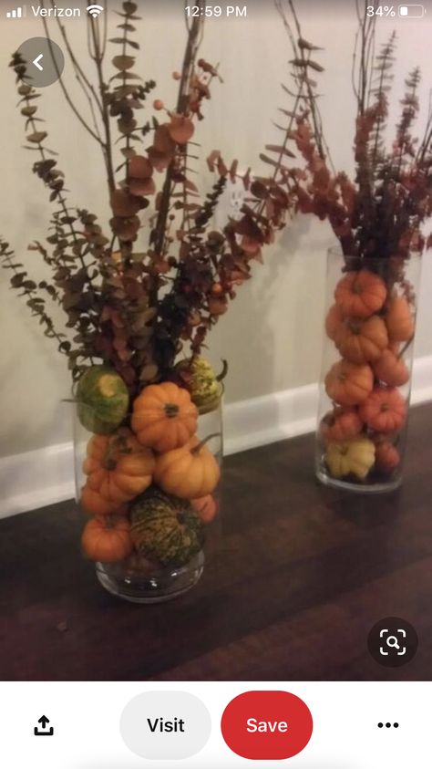 Mantel Decoration Ideas, Easy Diy Fall Decor, Outside Fall Decor, Pumpkin Vase, Easy Fall Decor, Fall Thanksgiving Decor, Fall Deco, Autumn Decorating, Fall Mantel Decorations