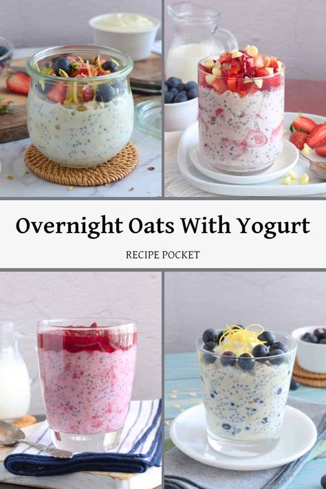 Overnight Oat Recipes With Yogurt, Overnight Oats With Plain Greek Yogurt, Overnight Oat Without Yogurt, Overnight Oats Vanilla Yogurt, Banana Overnight Oats With Yogurt, Basic Overnight Oats Recipe, Oats With Yogurt, Homemade Soy Milk, Overnight Oats With Yogurt