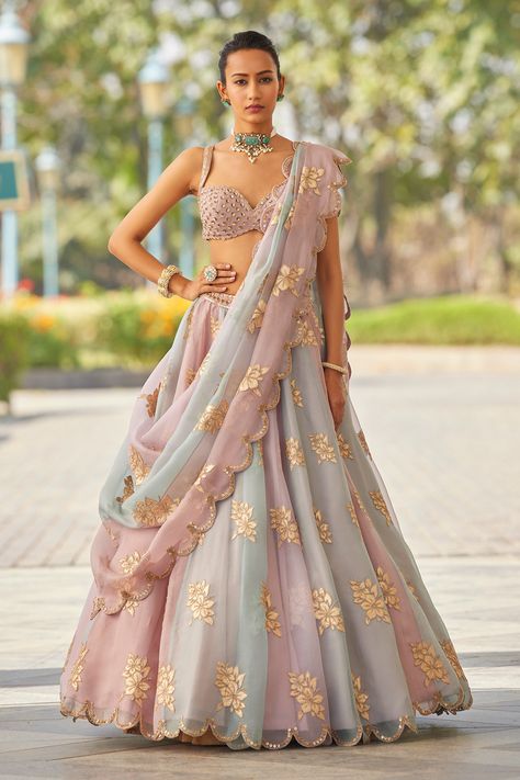 Shop for these amazing collections of Pink Lehenga And Dupatta Organza Hand Embroidered Sequin Blouse Set For Women by Vvani by Vani Vats online at Aza Fashions. Vani Vats Lehenga, Vani Vats, Lehenga Pattern, Lehenga Dupatta, Sequin Blouse, Pink Lehenga, Indian Suits, Lavender Color, Half Saree