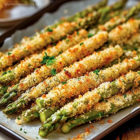 Ultimate Crispy Parmesan Asparagus Sticks | Easy and Delicious Snack - My Home Made Recipe Crispy Asparagus Recipes, Roasted Asparagus Parmesan, Parmesan Crusted Asparagus, Crispy Asparagus, Asparagus Recipes Baked, Parmesan Asparagus, Asparagus Fries, Asparagus Recipes, Baked Asparagus