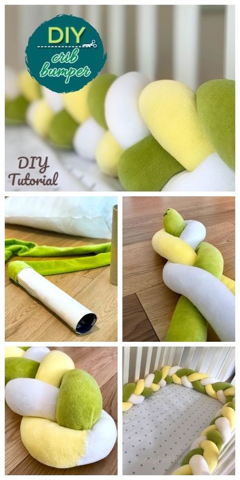 Crib Braided Bumper, Diy Baby Crib, Crib Bumper Tutorial, Braided Bumper, Diy Kids Bed, Baby Crib Diy, Baby Crib Bumpers, Diy Crib, Cot Bumper