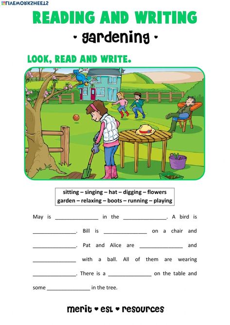 Read And Write Worksheets, Garden Worksheet, Picture Story Writing, Writing Comprehension, Picture Comprehension, First Grade Reading Comprehension, Reading Comprehension For Kids, English Stories For Kids, Reading Comprehension Lessons